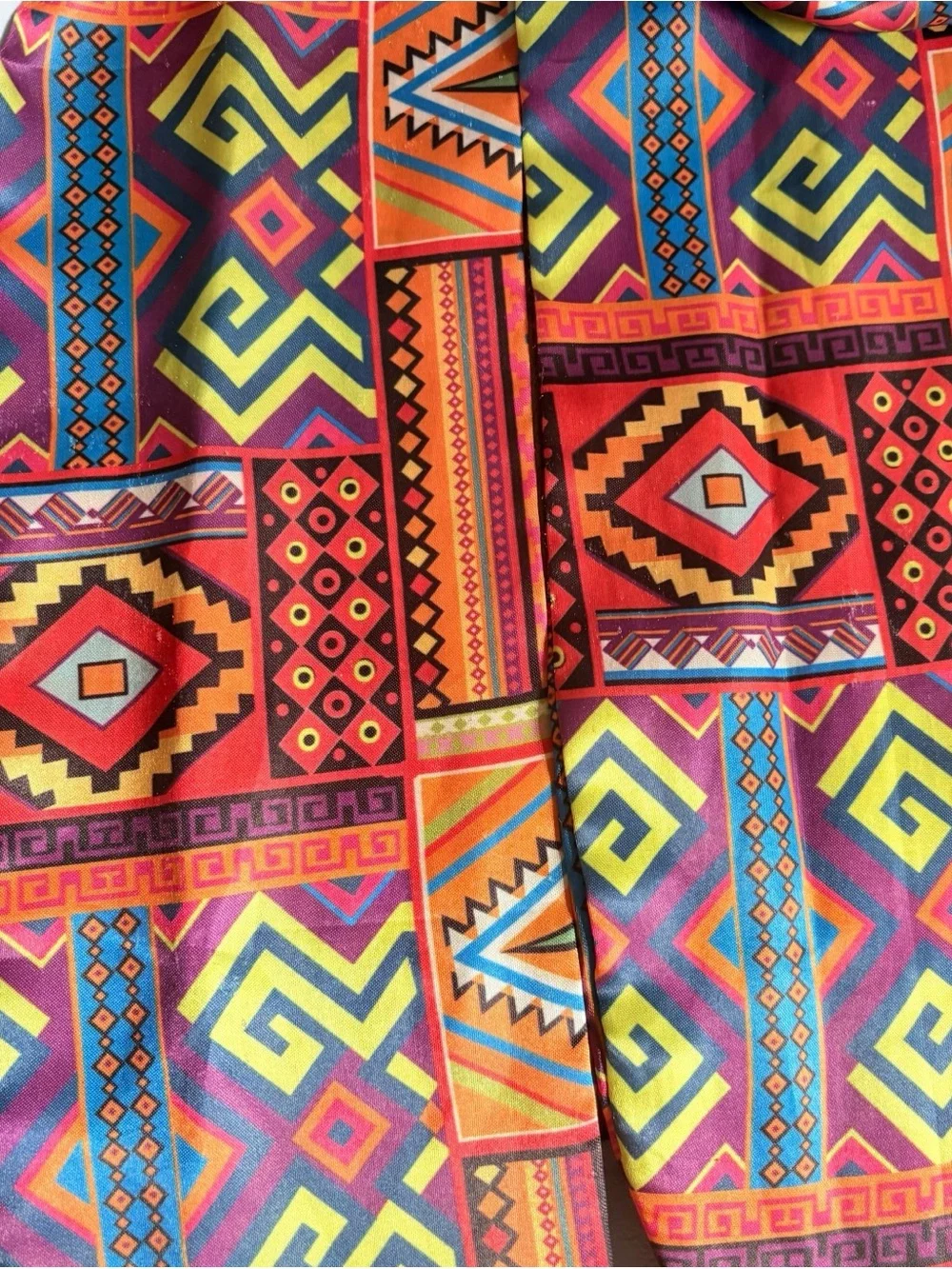 Vibrant Kente Tribal Print Satin/Silk Scarf x Hair Ribbon x Stole / Versatile